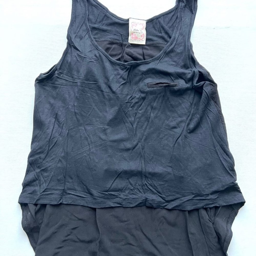 Robin K Hi-Lo Hem Black Tank ( S )